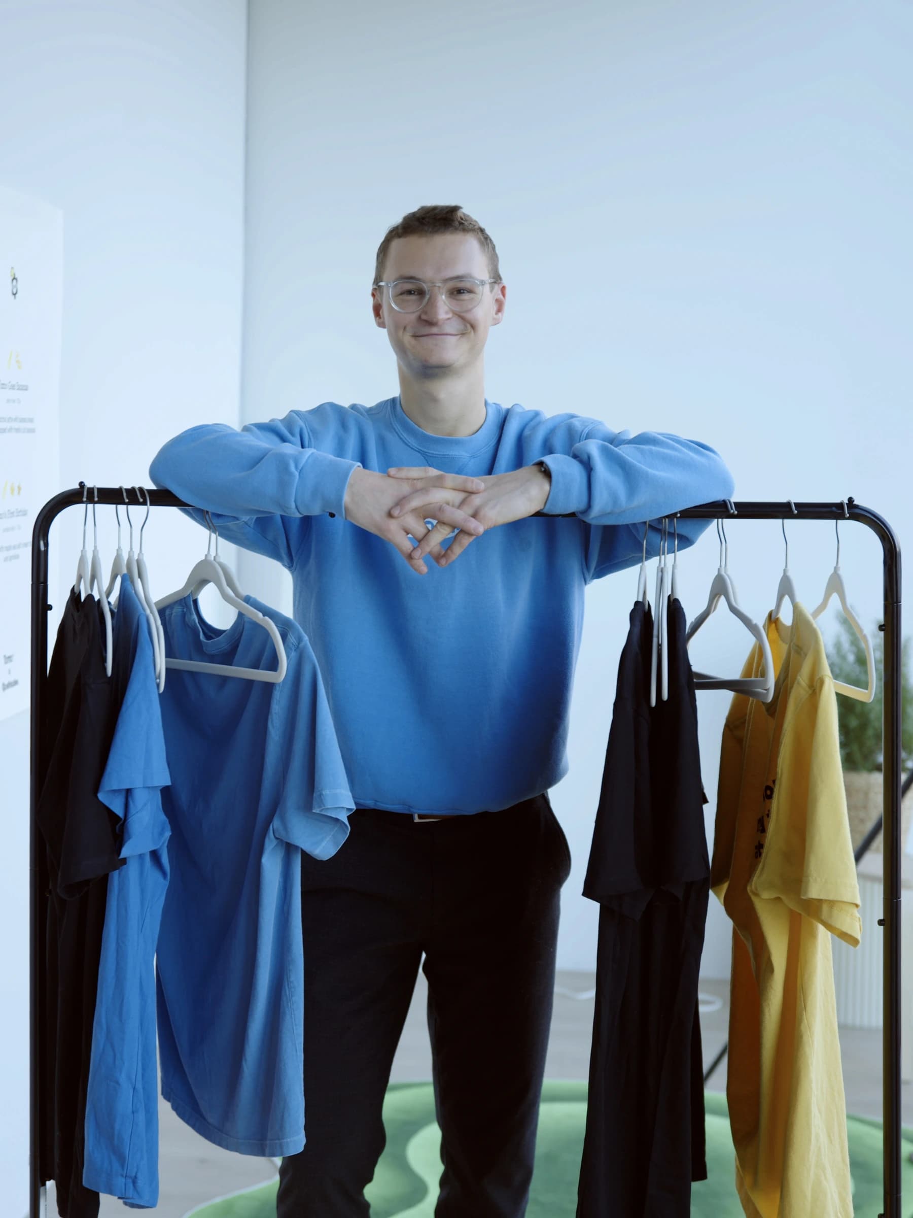 Team member with Tomo merch