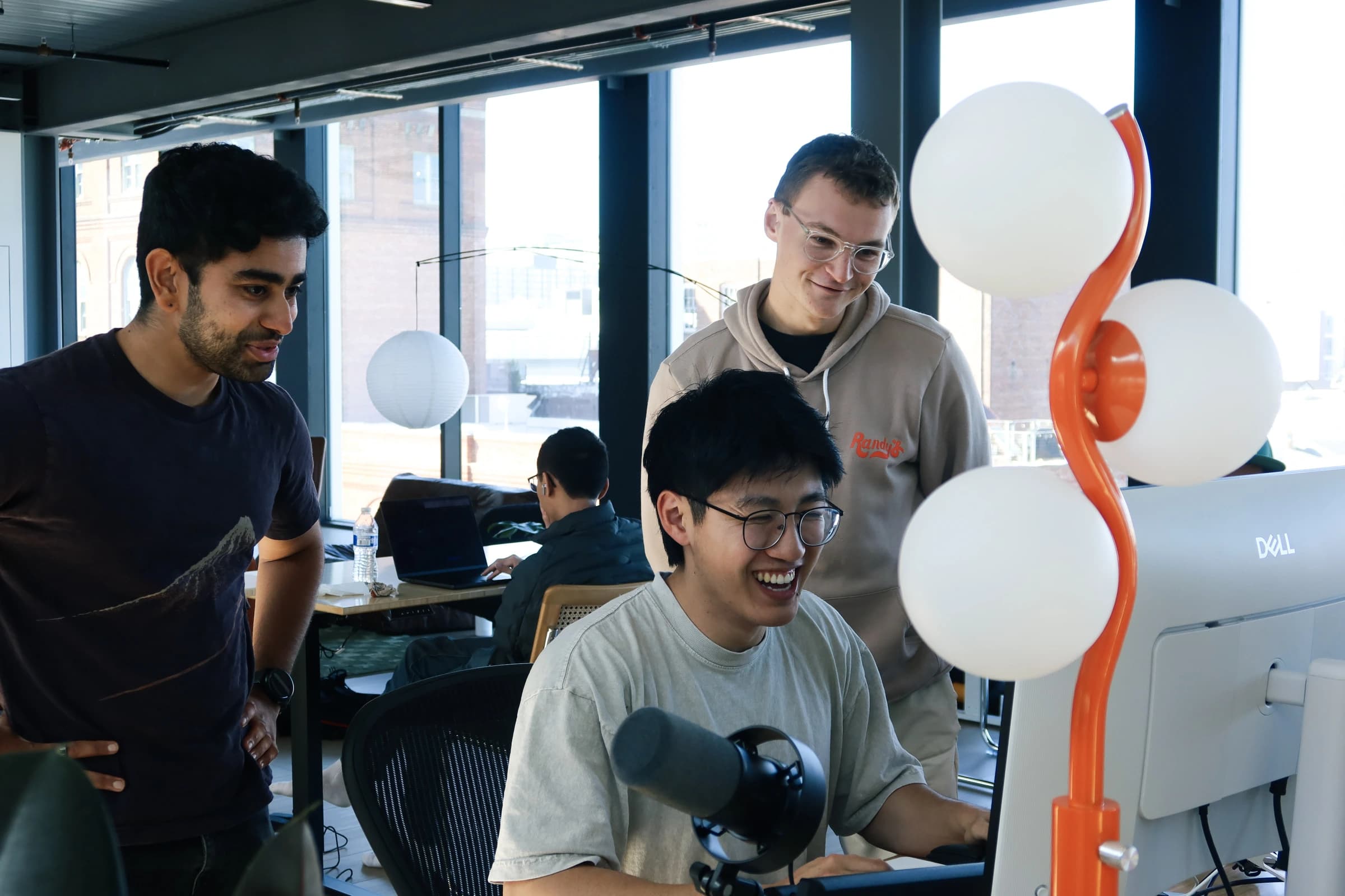 Team collaborating at a desk